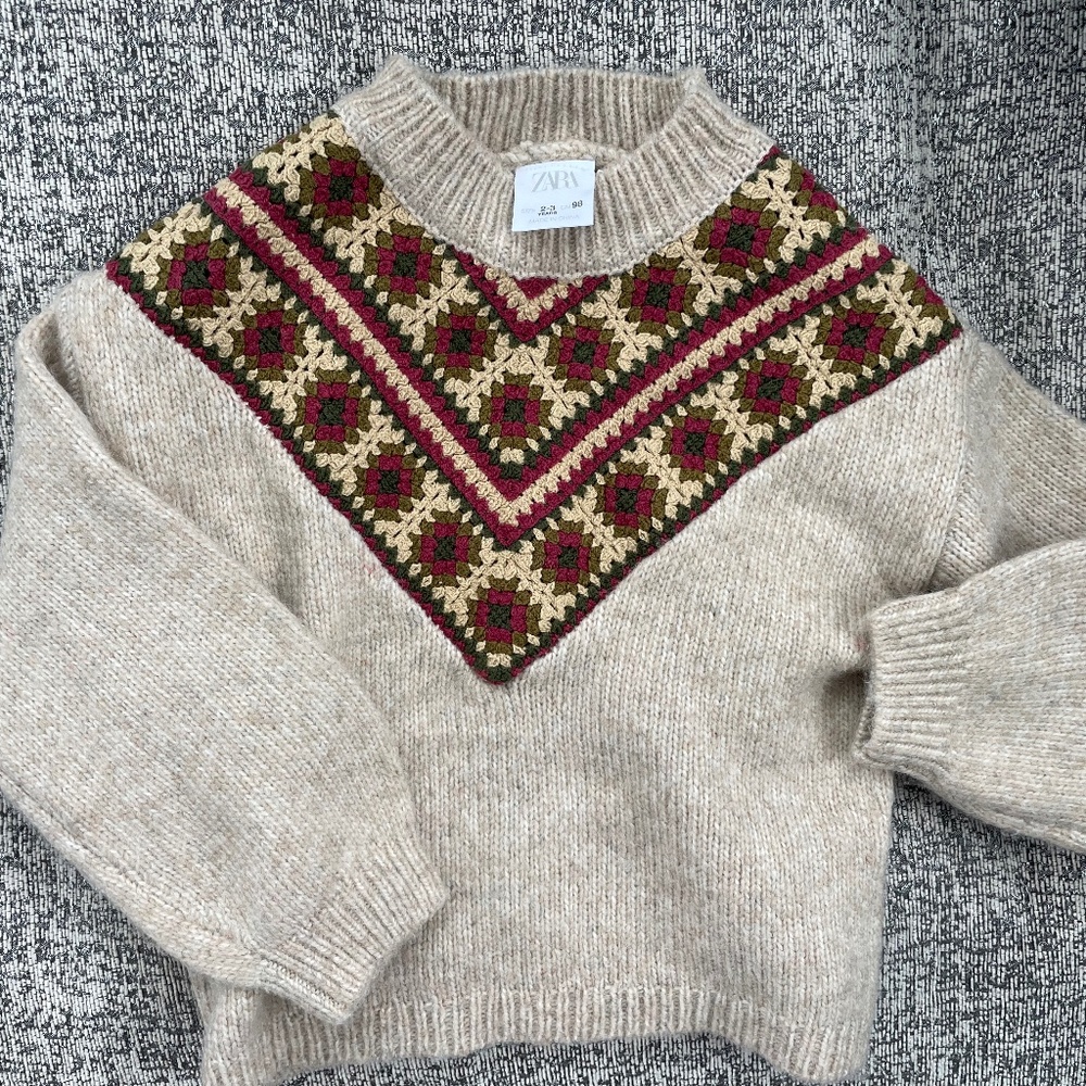Zara mock neck crochet toddler sweater size 2-3T